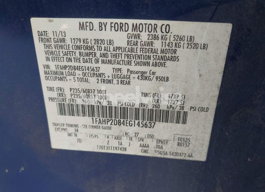 Photo 9 of 2014 Ford Taurus SE (VIN 1FAHP2D84EG145637)