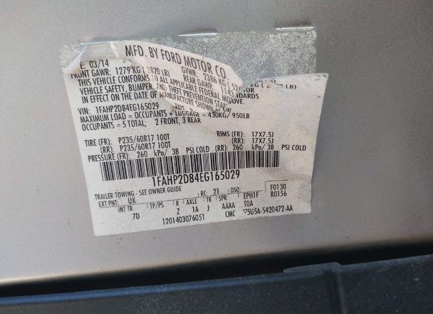 Photo 9 of 2014 Ford Taurus SE (VIN 1FAHP2D84EG165029)