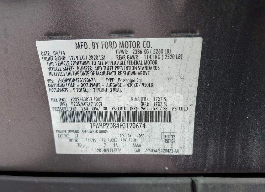 Photo 9 of 2015 Ford Taurus SE (VIN 1FAHP2D84FG120674)