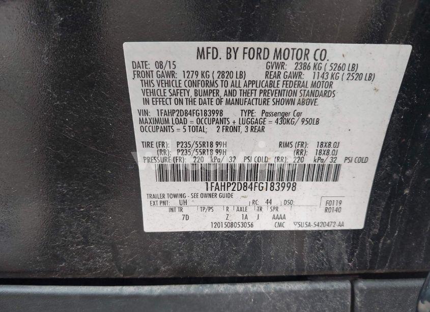 Photo 9 of 2015 Ford Taurus SE (VIN 1FAHP2D84FG183998)