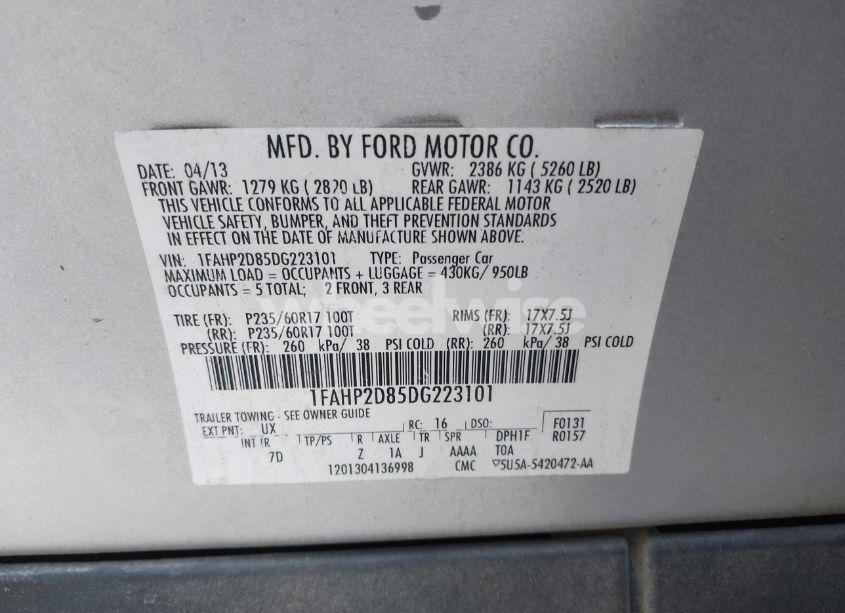 Photo 9 of 2013 Ford Taurus SE (VIN 1FAHP2D85DG223101)