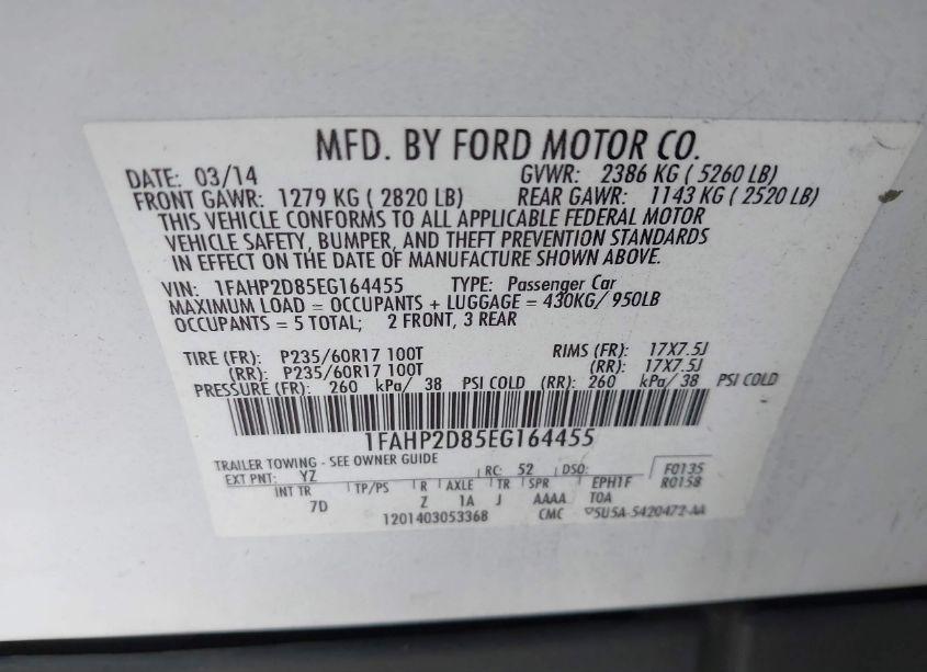 Photo 9 of 2014 Ford Taurus SE (VIN 1FAHP2D85EG164455)
