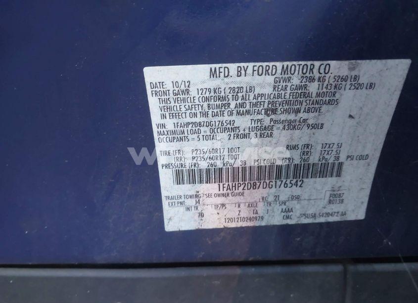 Photo 9 of 2013 Ford Taurus SE (VIN 1FAHP2D87DG176542)