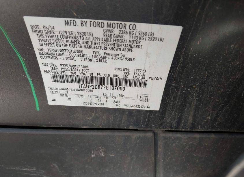 Photo 9 of 2015 Ford Taurus SE (VIN 1FAHP2D87FG107000)