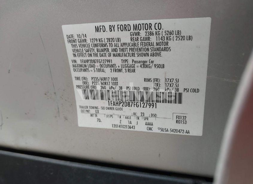 Photo 9 of 2015 Ford Taurus SE (VIN 1FAHP2D87FG127991)