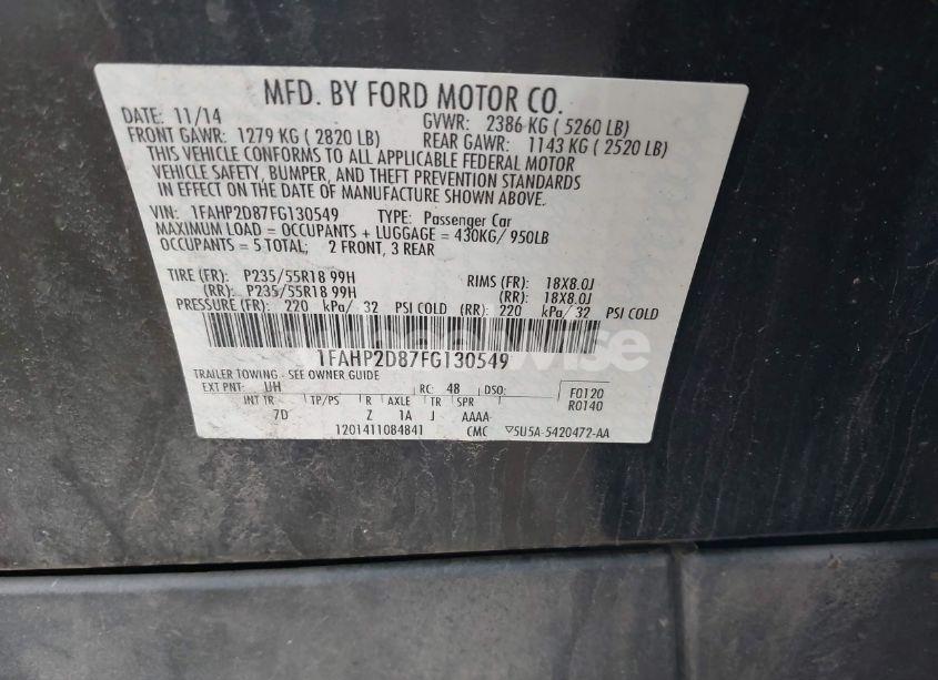 Photo 9 of 2015 Ford Taurus SE (VIN 1FAHP2D87FG130549)