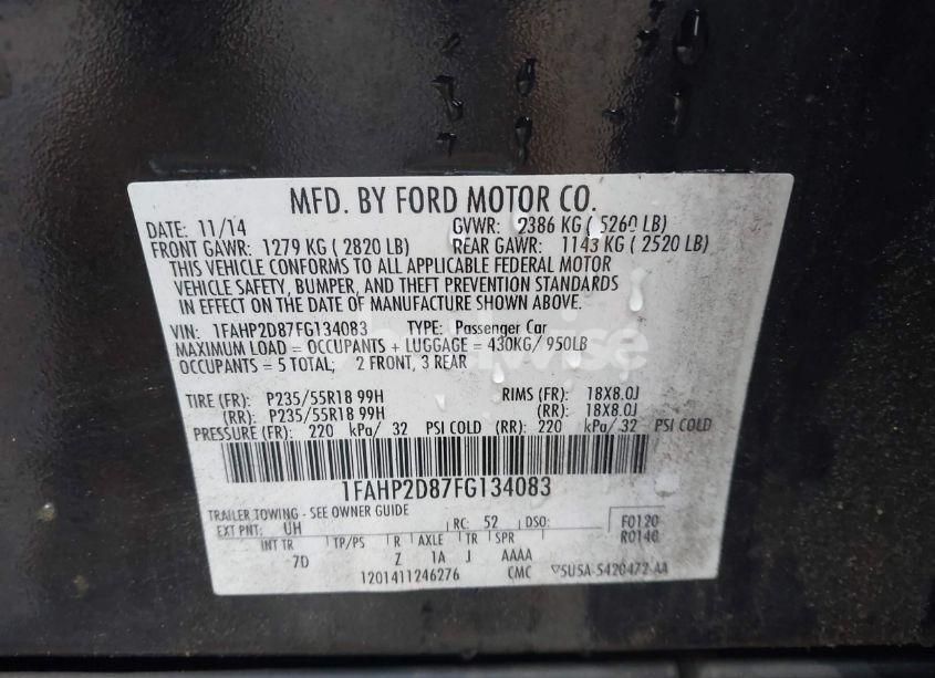 Photo 9 of 2015 Ford Taurus SE (VIN 1FAHP2D87FG134083)