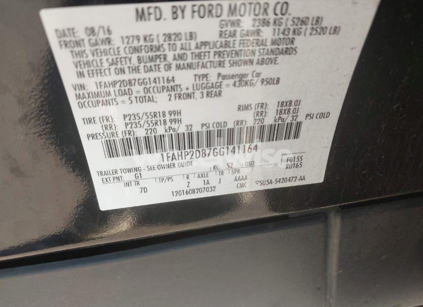 Photo 9 of 2016 Ford Taurus SE (VIN 1FAHP2D87GG141164)