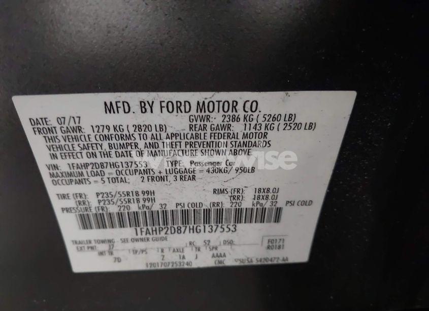 Photo 9 of 2017 Ford Taurus SE (VIN 1FAHP2D87HG137553)