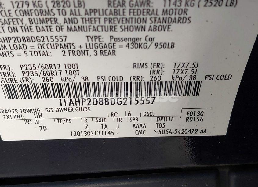 Photo 9 of 2013 Ford Taurus SE (VIN 1FAHP2D88DG215557)