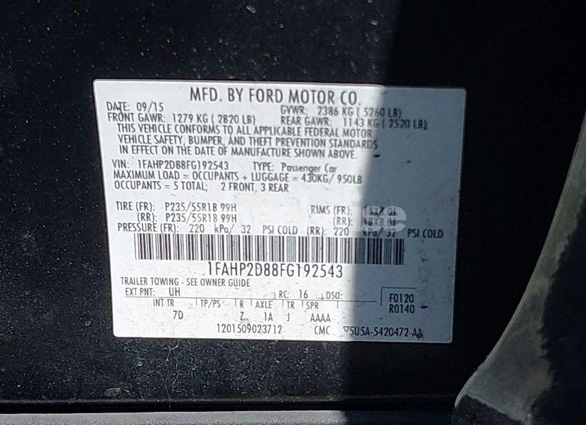 Photo 9 of 2015 Ford Taurus SE (VIN 1FAHP2D88FG192543)