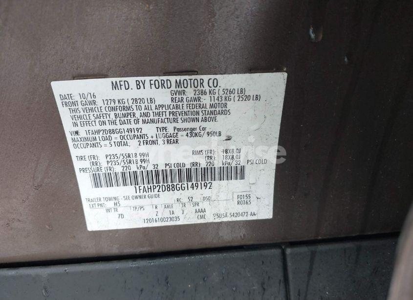 Photo 9 of 2016 Ford Taurus SE (VIN 1FAHP2D88GG149192)