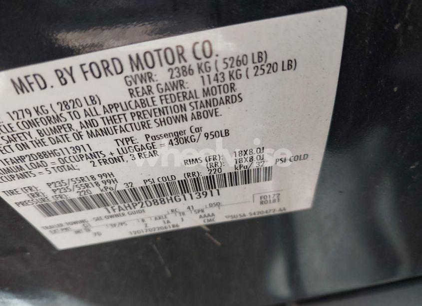 Photo 9 of 2017 Ford Taurus SE (VIN 1FAHP2D88HG113911)