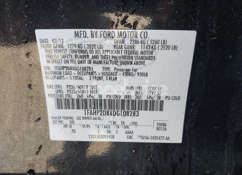 Photo 9 of 2013 Ford Taurus SE (VIN 1FAHP2D8XDG108283)