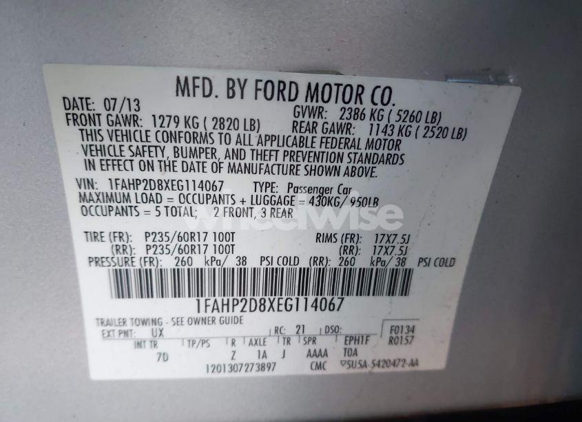 Photo 9 of 2014 Ford Taurus SE (VIN 1FAHP2D8XEG114067)