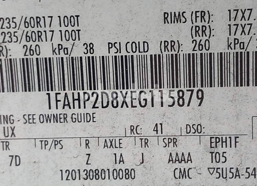 Photo 9 of 2014 Ford Taurus SE (VIN 1FAHP2D8XEG115879)