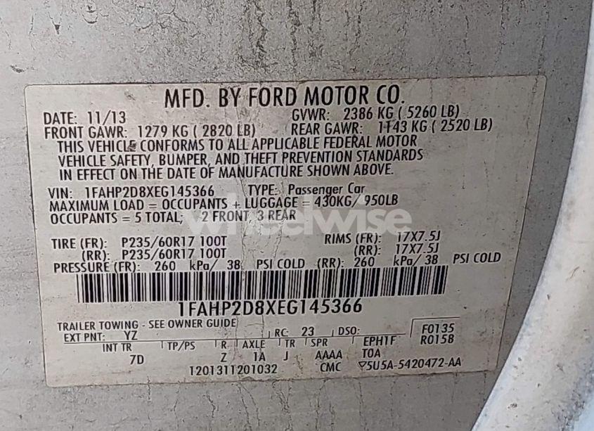 Photo 9 of 2014 Ford Taurus SE (VIN 1FAHP2D8XEG145366)