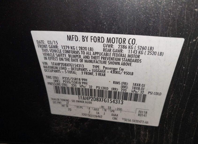Photo 9 of 2015 Ford Taurus SE (VIN 1FAHP2D8XFG154313)