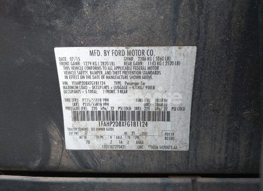 Photo 9 of 2015 Ford Taurus SE (VIN 1FAHP2D8XFG181124)