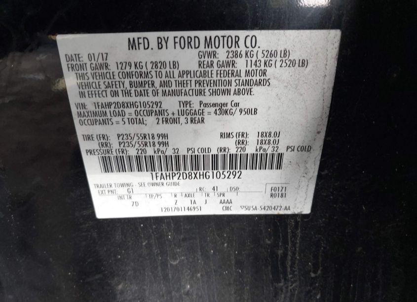 Photo 9 of 2017 Ford Taurus SE (VIN 1FAHP2D8XHG105292)