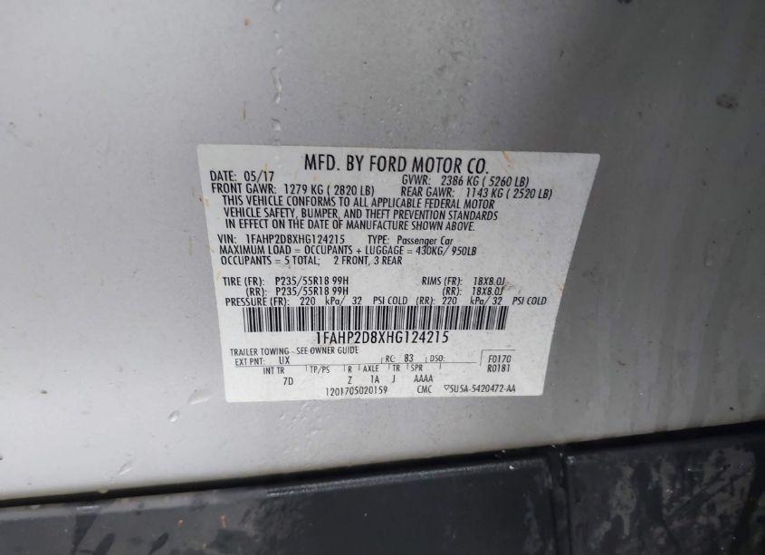 Photo 9 of 2017 Ford Taurus SE (VIN 1FAHP2D8XHG124215)