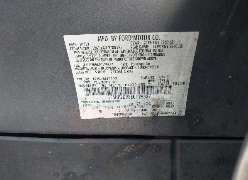 Photo 9 of 2014 Ford Taurus SE (VIN 1FAHP2D98EG129837)