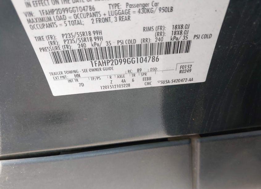 Photo 9 of 2016 Ford Taurus SE (VIN 1FAHP2D99GG104786)