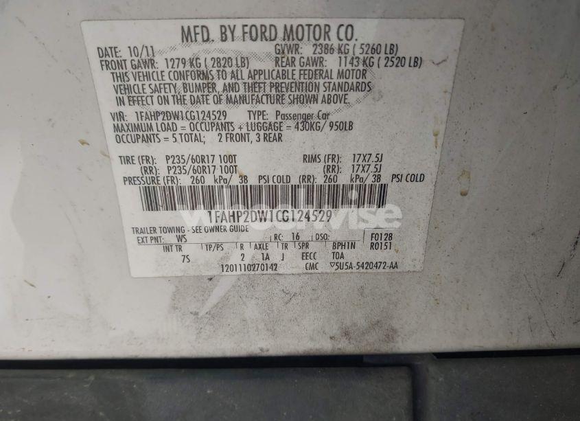 Photo 9 of 2012 Ford Taurus SE (VIN 1FAHP2DW1CG124529)