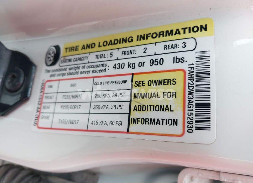 Photo 9 of 2010 Ford Taurus SE (VIN 1FAHP2DW3AG152930)