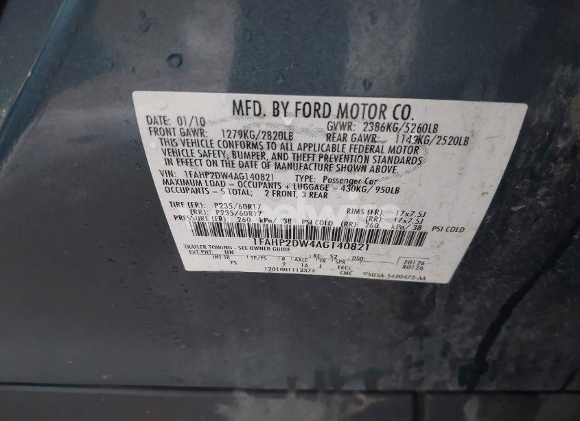 Photo 9 of 2010 Ford Taurus SE (VIN 1FAHP2DW4AG140821)