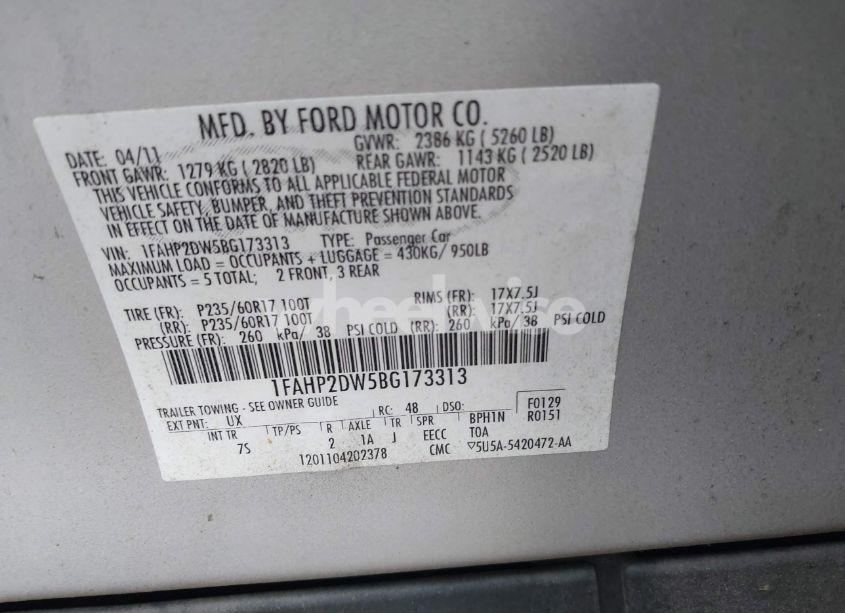 Photo 9 of 2011 Ford Taurus SE (VIN 1FAHP2DW5BG173313)