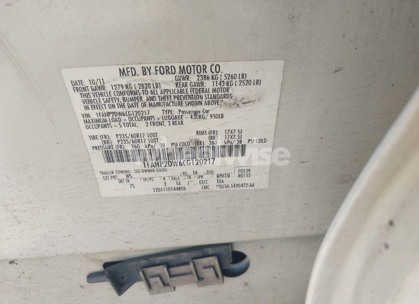 Photo 9 of 2012 Ford Taurus SE (VIN 1FAHP2DW6CG120217)