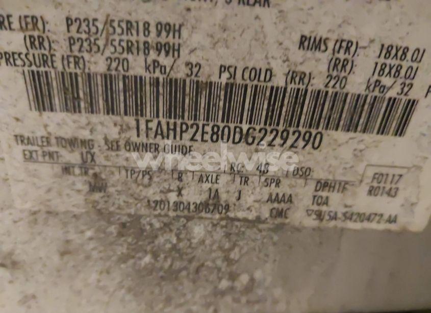 Photo 9 of 2013 Ford Taurus SEL (VIN 1FAHP2E80DG229290)