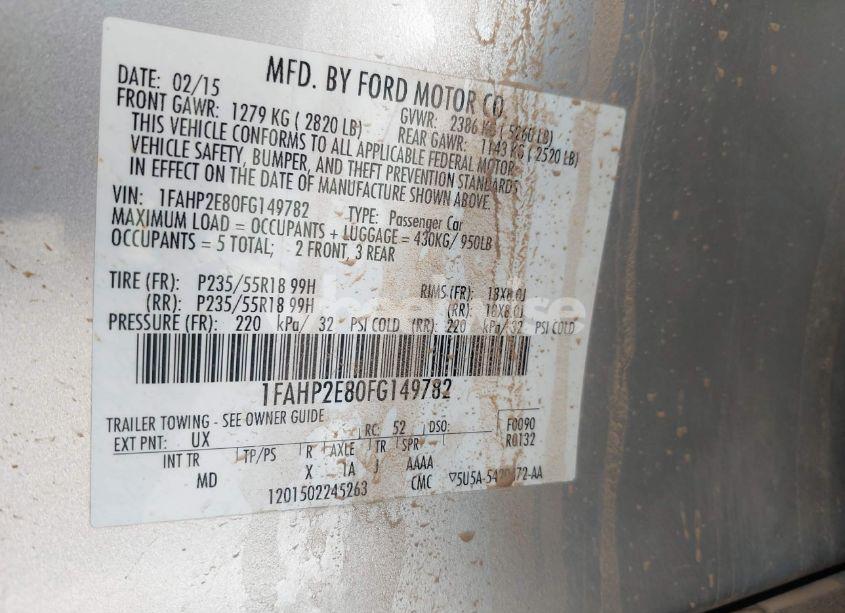 Photo 9 of 2015 Ford Taurus SEL (VIN 1FAHP2E80FG149782)