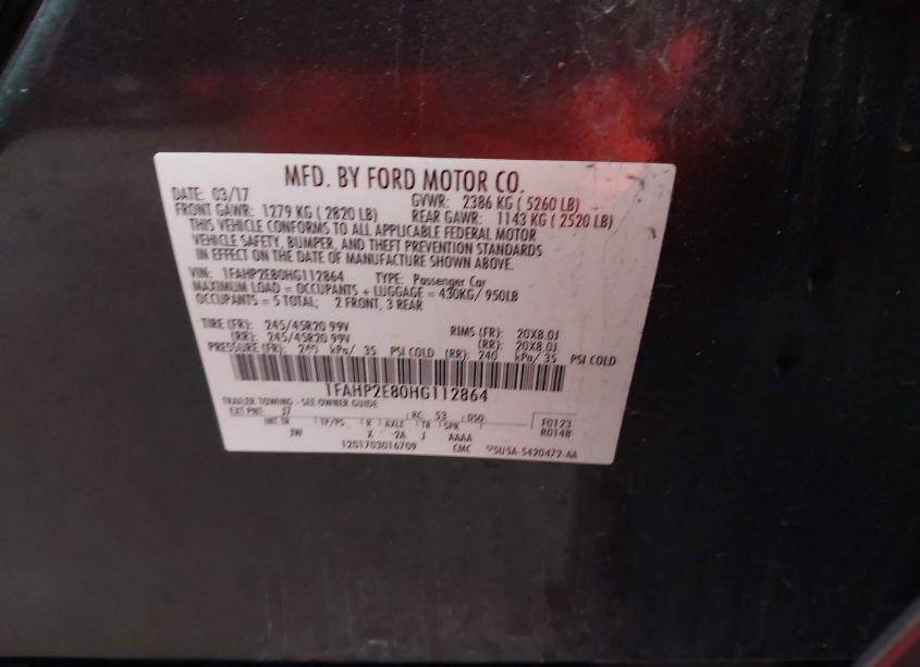 Photo 9 of 2017 Ford Taurus SEL (VIN 1FAHP2E80HG112864)