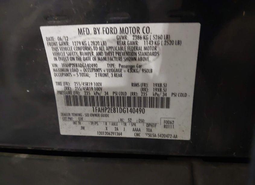 Photo 9 of 2013 Ford Taurus SEL (VIN 1FAHP2E81DG140490)