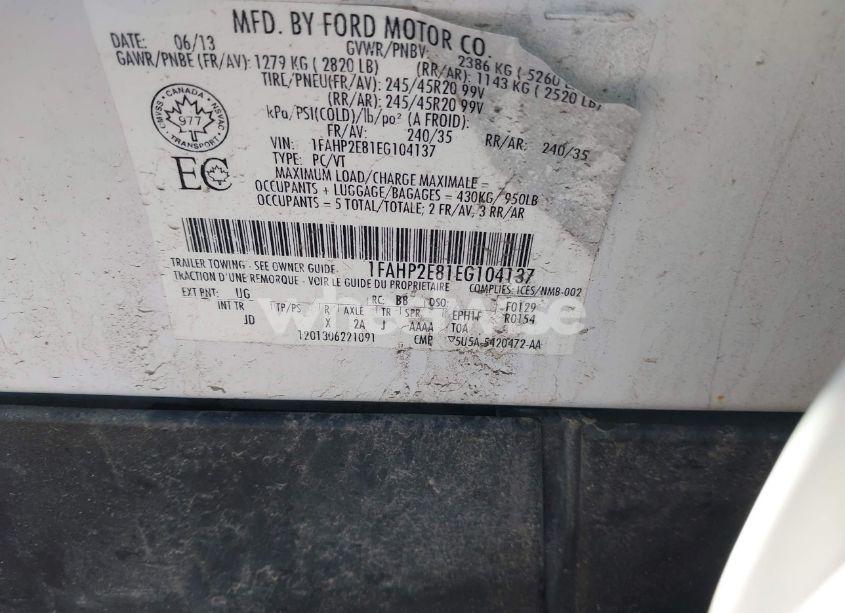 Photo 9 of 2014 Ford Taurus SEL (VIN 1FAHP2E81EG104137)