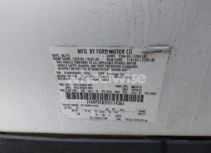 Photo 9 of 2015 Ford Taurus SEL (VIN 1FAHP2E82FG174361)
