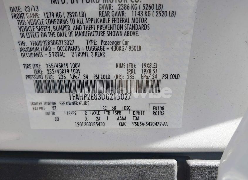 Photo 9 of 2013 Ford Taurus SEL (VIN 1FAHP2E83DG215027)