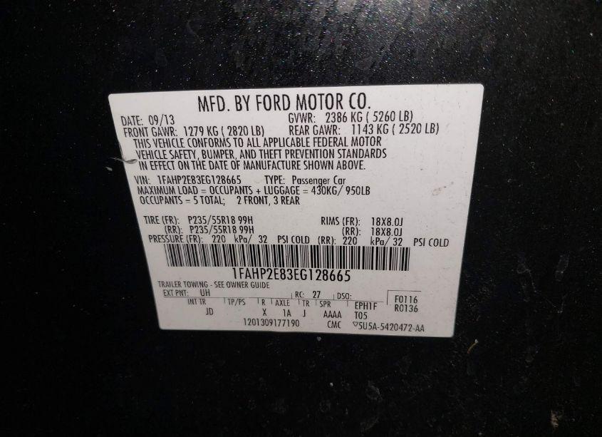 Photo 9 of 2014 Ford Taurus SEL (VIN 1FAHP2E83EG128665)