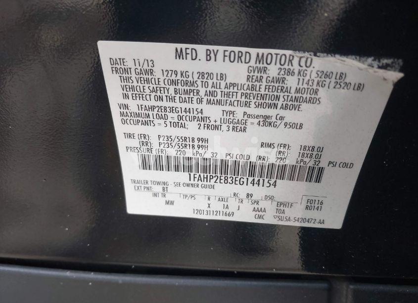 Photo 9 of 2014 Ford Taurus SEL (VIN 1FAHP2E83EG144154)