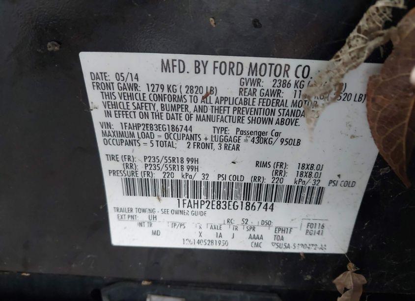 Photo 9 of 2014 Ford Taurus SEL (VIN 1FAHP2E83EG186744)