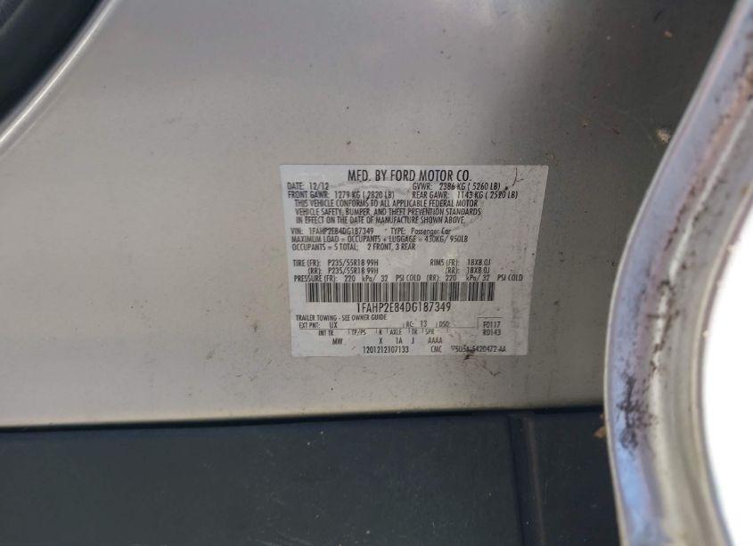 Photo 9 of 2013 Ford Taurus SEL (VIN 1FAHP2E84DG187349)