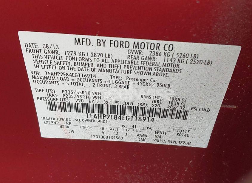 Photo 9 of 2014 Ford Taurus SEL (VIN 1FAHP2E84EG116914)
