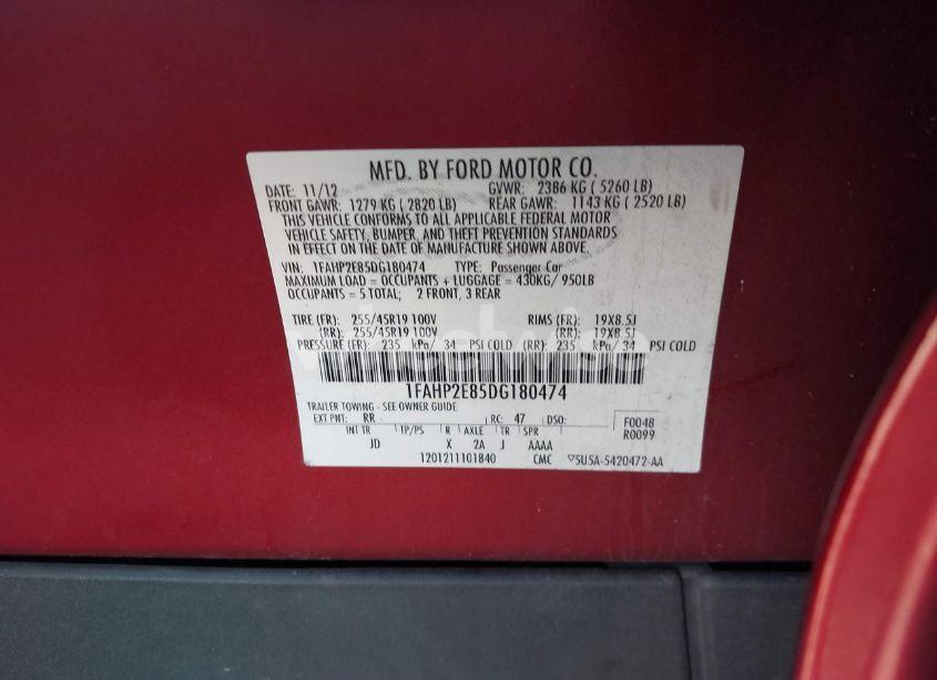 Photo 9 of 2013 Ford Taurus SEL (VIN 1FAHP2E85DG180474)