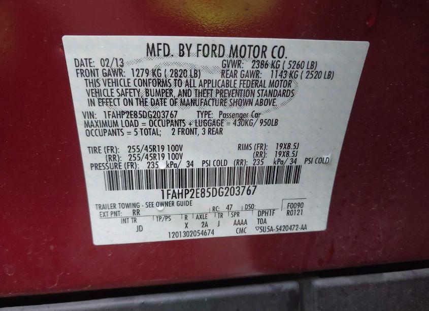 Photo 9 of 2013 Ford Taurus SEL (VIN 1FAHP2E85DG203767)