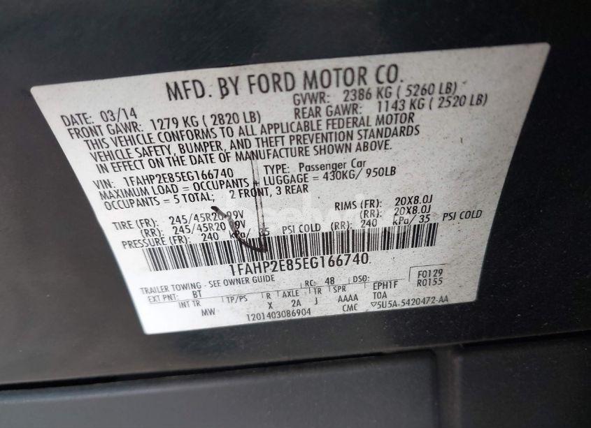 Photo 9 of 2014 Ford Taurus SEL (VIN 1FAHP2E85EG166740)