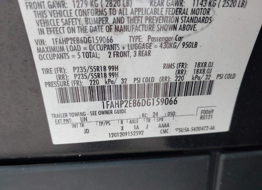 Photo 9 of 2013 Ford Taurus SEL (VIN 1FAHP2E86DG159066)