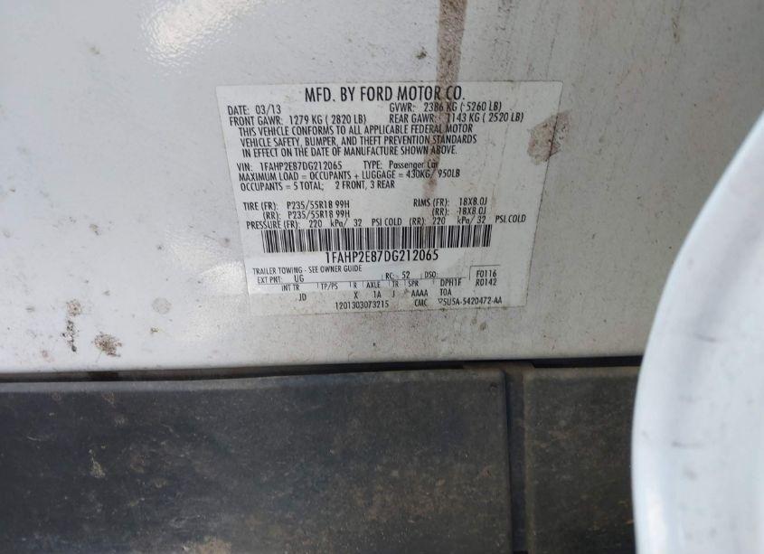 Photo 9 of 2013 Ford Taurus SEL (VIN 1FAHP2E87DG212065)