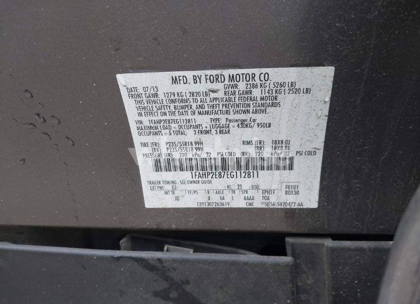 Photo 9 of 2014 Ford Taurus SEL (VIN 1FAHP2E87EG112811)